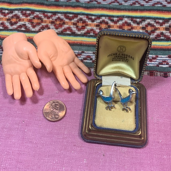 Vintage, Turquoise Roadrunner Earrings - Picture 2 of 7